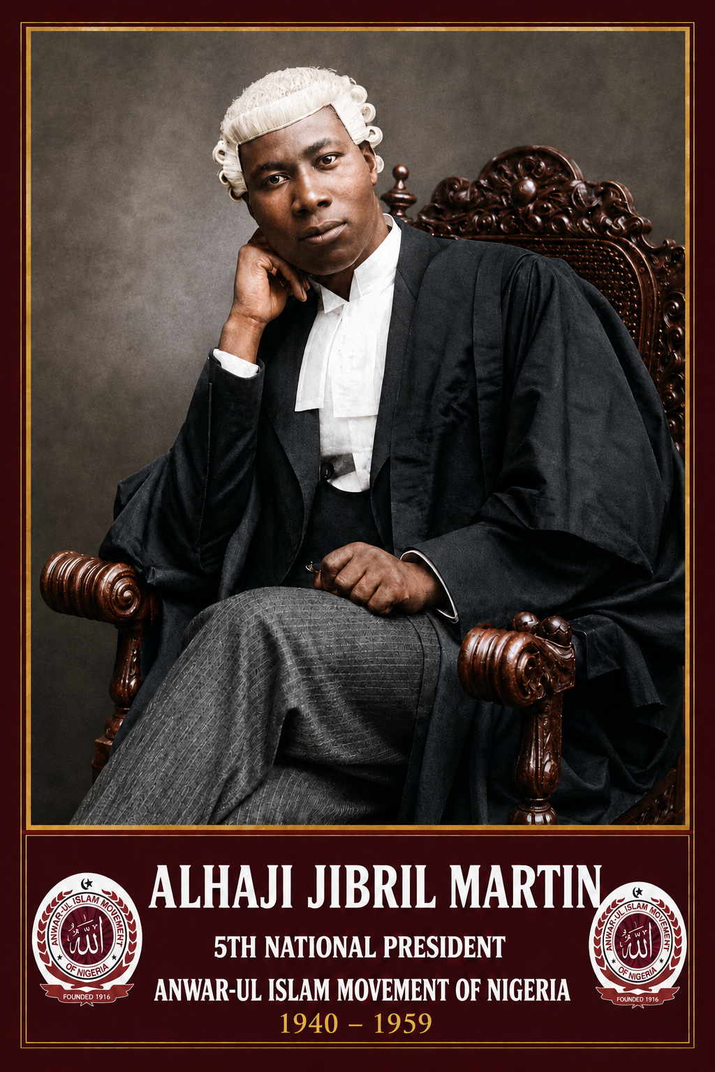 Commemorative portrait of Alhaji Jibril Martin, 5th National President, 1940–1959