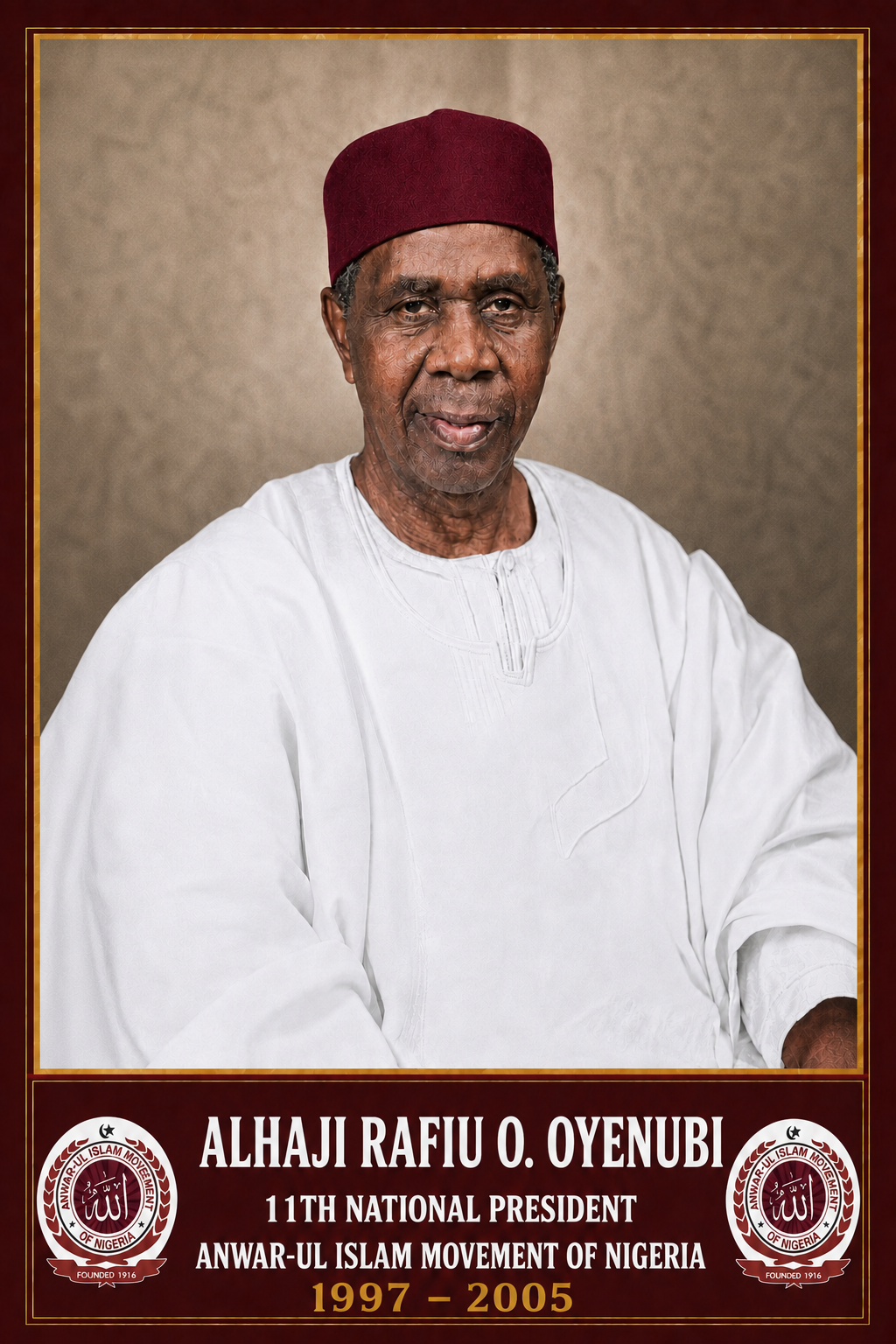 Commemorative portrait of Alhaji Rafiu O. Oyenubi, 11th National President, 1997–2005